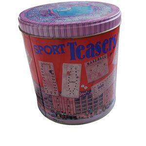 Vintage 1990 Sport Teasers 7 Wood/Peg Brain Buster Games in Tin